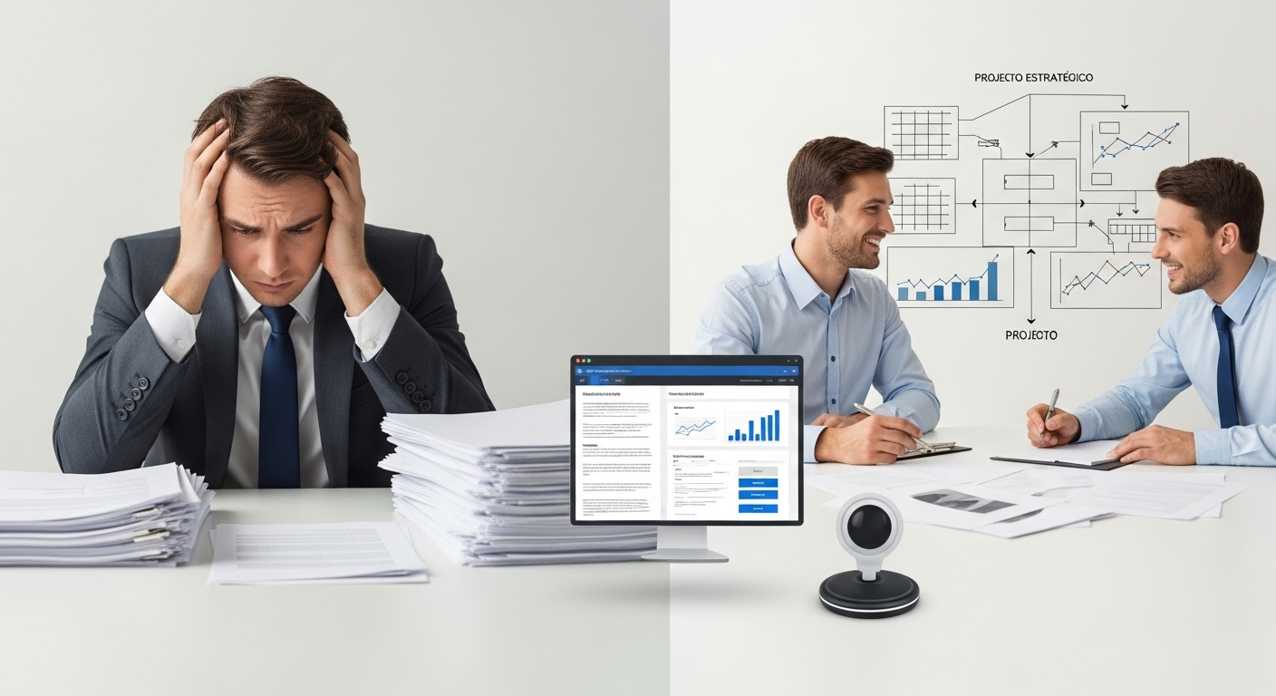 Robô de software automatizando tarefas de back-office.