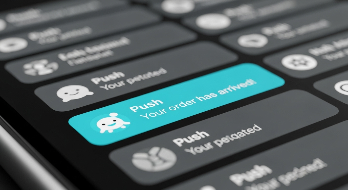 Smartphone recebendo uma notificação push relevante e personalizada.