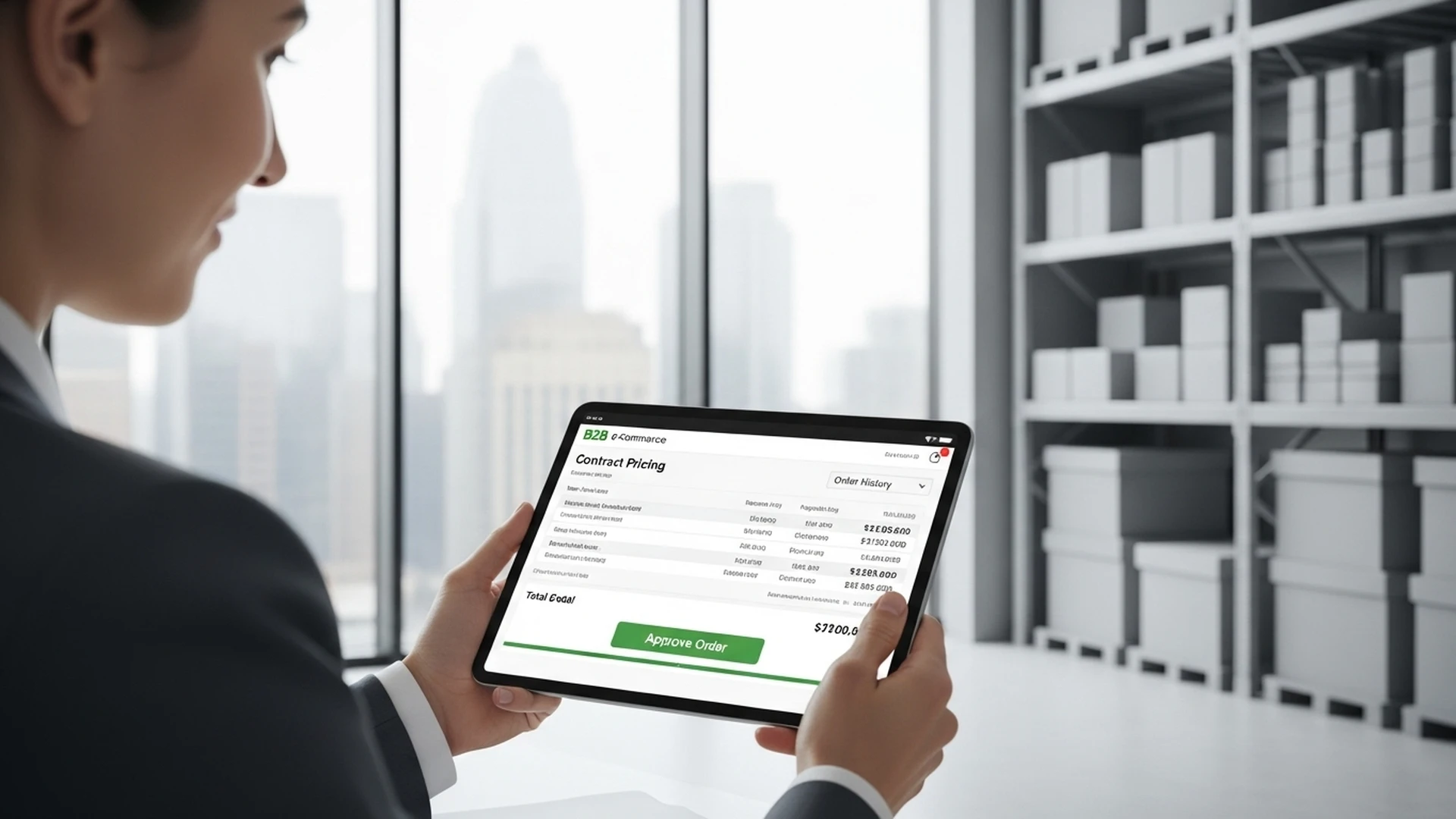 Gestor a fazer uma compra corporativa num portal de e-commerce B2B.