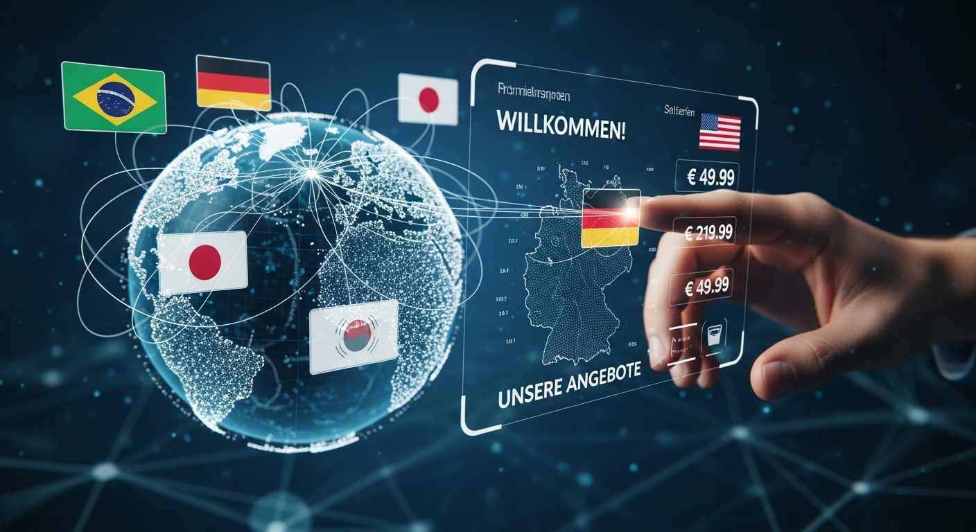 Globo terrestre com a interface de um site a ser adaptada para diferentes países e culturas.