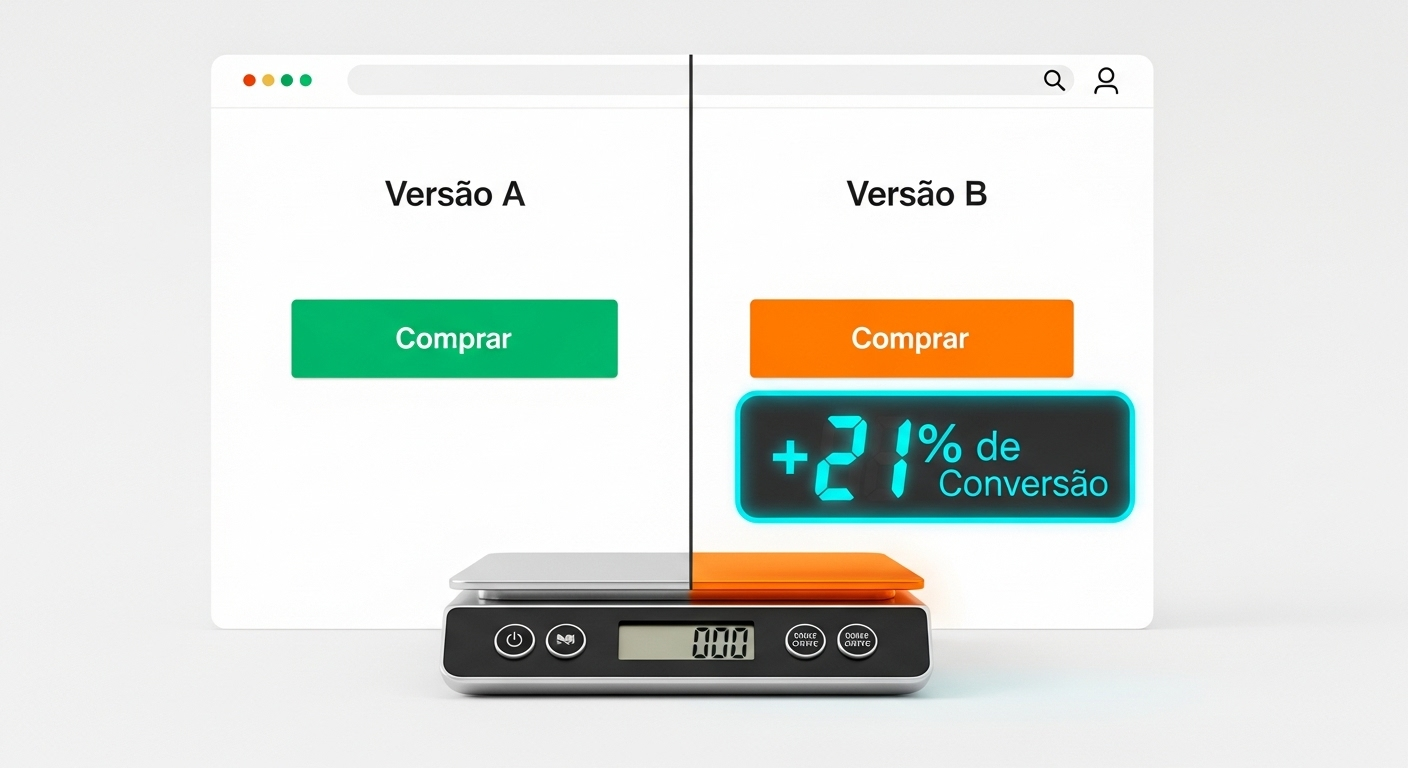 Página de site dividida em Versão A e B para teste.